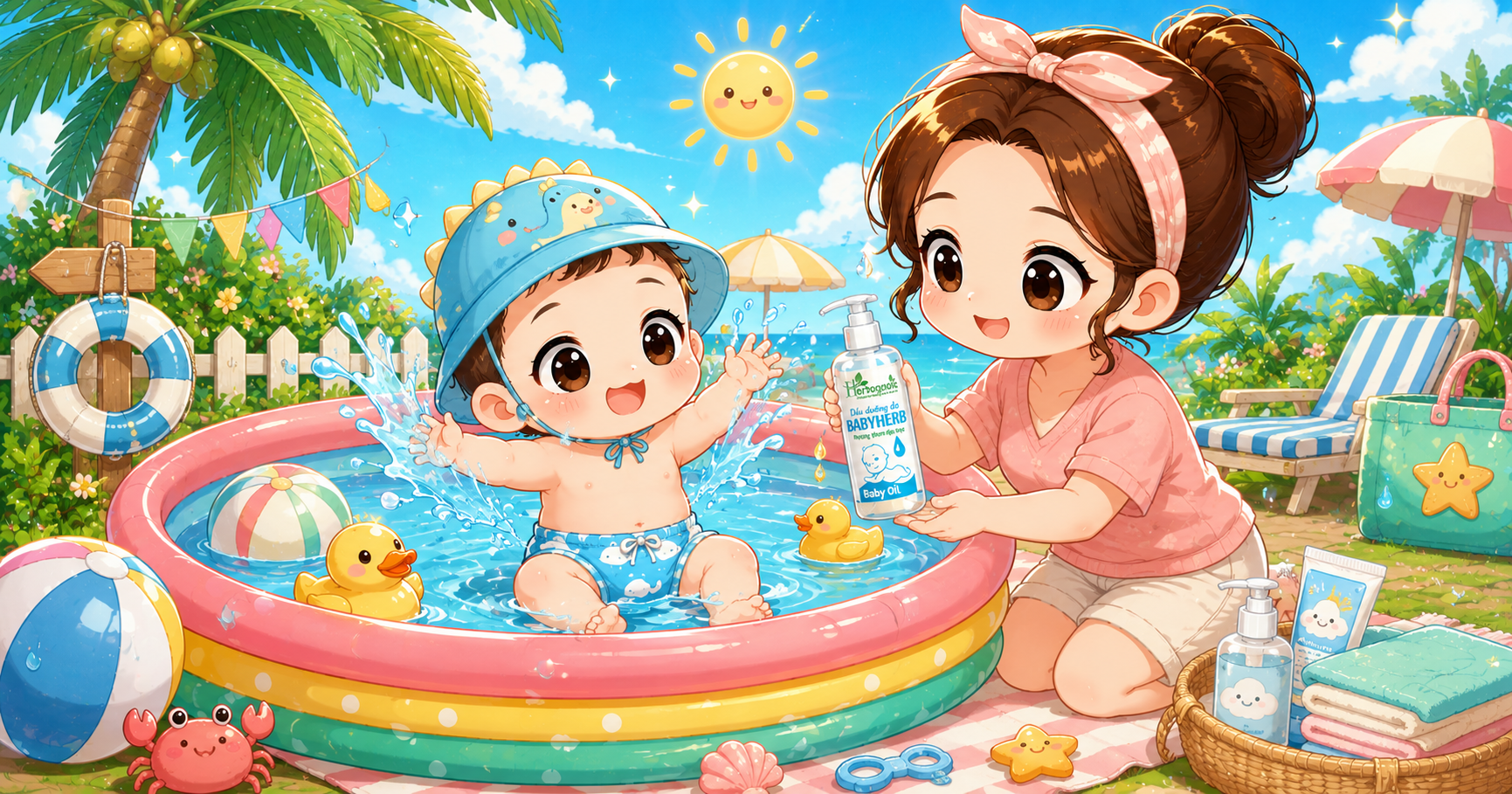 Bé Đi Bơi Lần Đầu  Chuẩn Bị Và Chăm Sóc Da Sau Bơi 🏊‍️